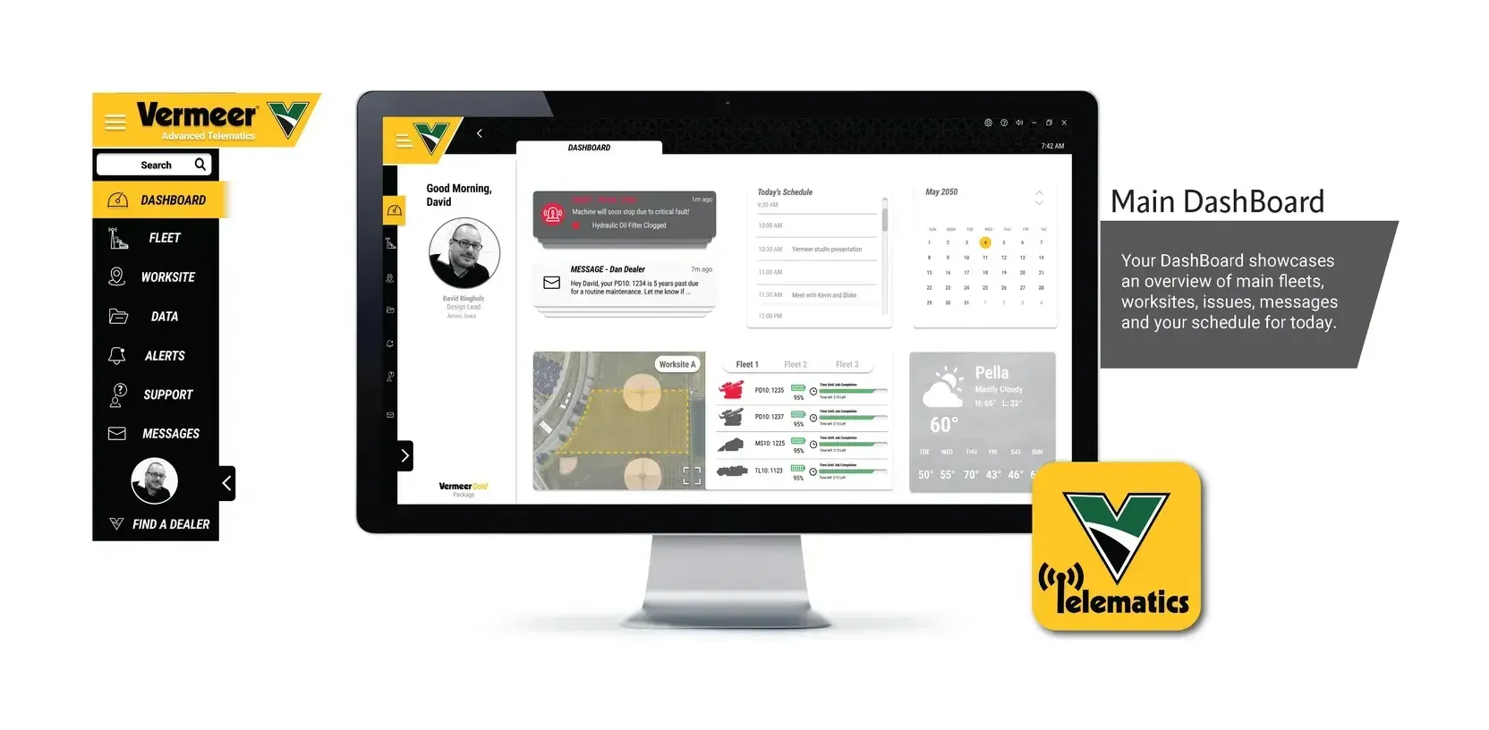 Telematics dashboard designed for Vermeer’s autonomous machinery